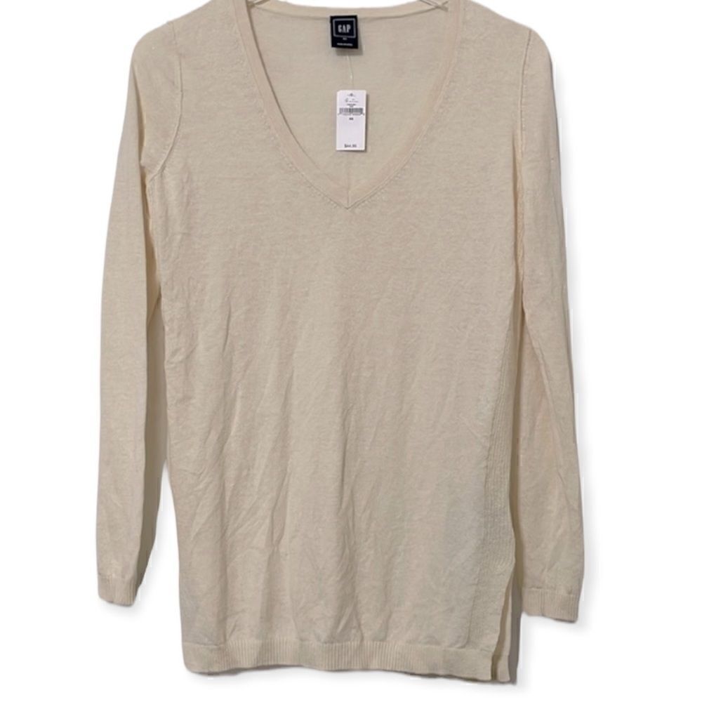 Gap  Linen Blend V‎ Neck Lightweight Tan Sweater NWT Size XS